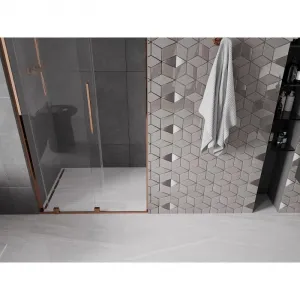 MEXEN/S - Velar L posuvné sprchové dvere 110, transparent, ružové zlato 871-110-003-01-60