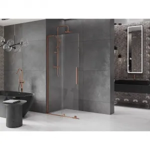 MEXEN/S - Velar L Sprchová zástena posuvná Walk-in 100 x 200, transparent 8 mm, ružové zlato 871-100-003-03-60