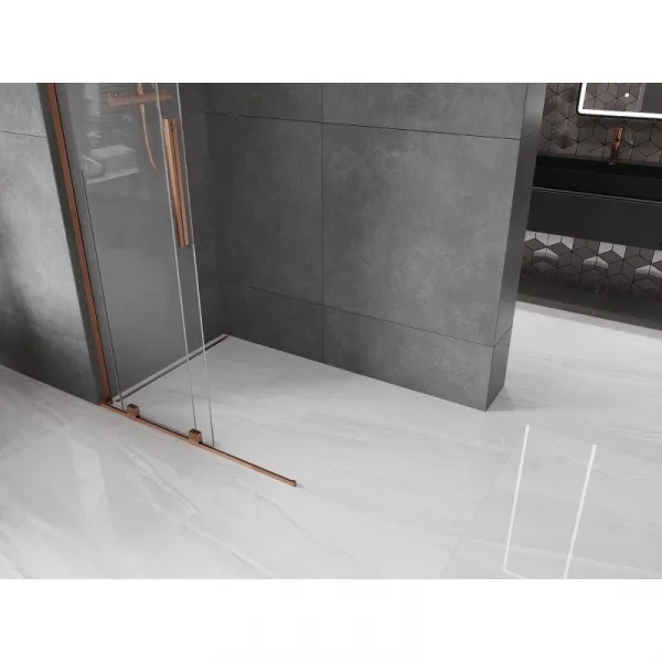 MEXEN/S - Velar L Sprchová zástena posuvná Walk-in 100 x 200, transparent 8 mm, ružové zlato 871-100-003-03-60