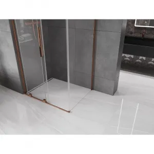 MEXEN/S - Velar L sprchovací kút, posuvné dvere 100 x 85, transparent, ružové zlato 871-100-085-03-60