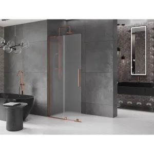 MEXEN/S - Velar L Sprchová zástena posuvná Walk-in 110 x 200, dekor 8 mm, ružové zlato 871-110-003-33-60