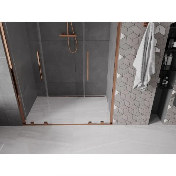 MEXEN/S - Velar L Duo posuvné sprchové dvere 160, transparent, ružové zlato 871-160-003-02-60