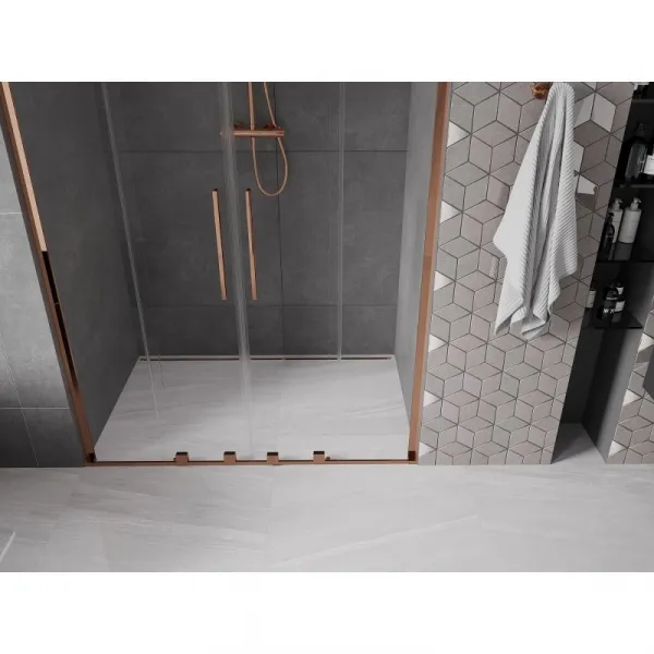 MEXEN/S - Velar L Duo posuvné sprchové dvere 160, transparent, ružové zlato 871-160-003-02-60