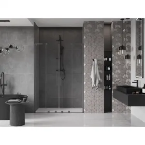 MEXEN/S - Velar L Duo posuvné sprchové dvere 140, transparent, grafit metal 871-140-003-02-95
