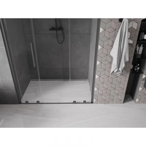 MEXEN/S - Velar L Duo posuvné sprchové dvere 140, transparent, grafit metal 871-140-003-02-95