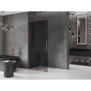 MEXEN/S - Velar L Sprchová zástena posuvná Walk-in 120 x 200, grafit 8 mm, ružové zlato 871-120-003-43-60