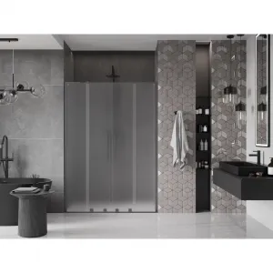 MEXEN/S - Velar L Duo posuvné sprchové dvere 140, dekor, grafit metal 871-140-003-32-95