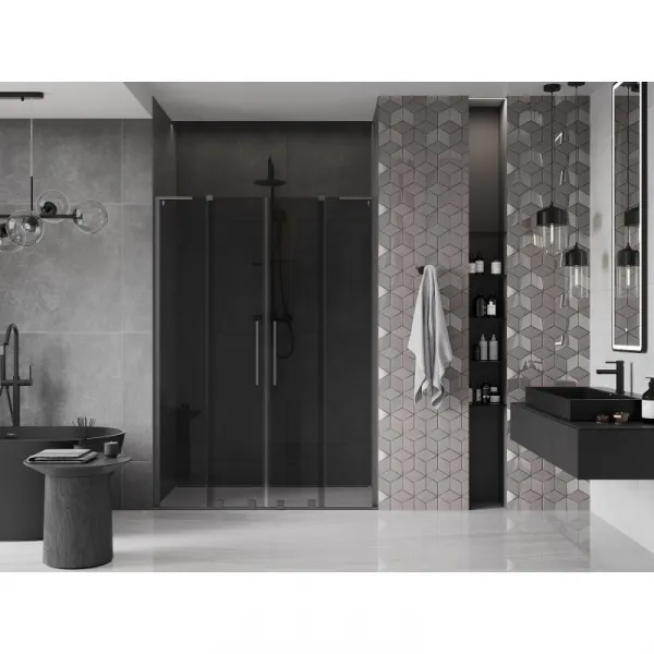 MEXEN/S - Velar L Duo posuvné sprchové dvere 150, grafit, grafit metal 871-150-003-42-95
