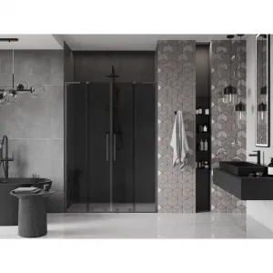 MEXEN/S - Velar L Duo posuvné sprchové dvere 150, grafit, grafit metal 871-150-003-42-95