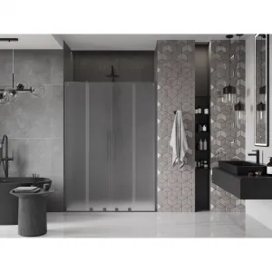 MEXEN/S - Velar L Duo posuvné sprchové dvere 150, dekor, grafit metal 871-150-003-32-95
