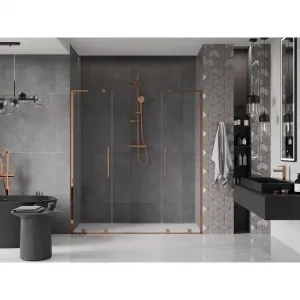 MEXEN/S - Velar L Duo posuvné sprchové dvere 200, transparent, ružové zlato 871-200-003-02-60