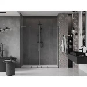 MEXEN/S - Velar L Duo posuvné sprchové dvere 200, transparent, grafit metal 871-200-003-02-95