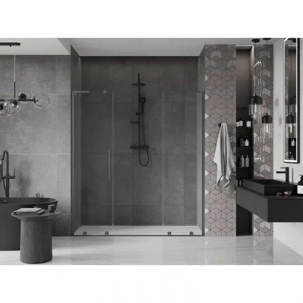 MEXEN/S - Velar L Duo posuvné sprchové dvere 200, transparent, grafit metal 871-200-003-02-95
