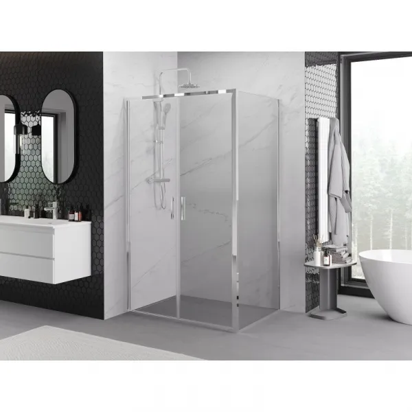 MEXEN/S - Exo sprchovací kút dvere krídlové 80 x 100, transparent, chróm 814-080-100-01-00