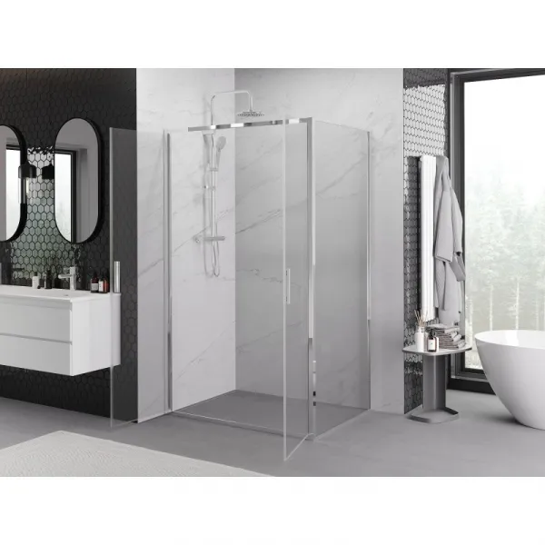 MEXEN/S - Exo sprchovací kút dvere krídlové 80 x 100, transparent, chróm 814-080-100-01-00