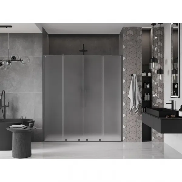 MEXEN/S - Velar L Duo posuvné sprchové dvere 200, dekor, grafit metal 871-200-003-32-95