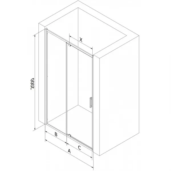 MEXEN - Exo sprchové dvere krídlové 155, transparent, chróm 819-155-000-01-00