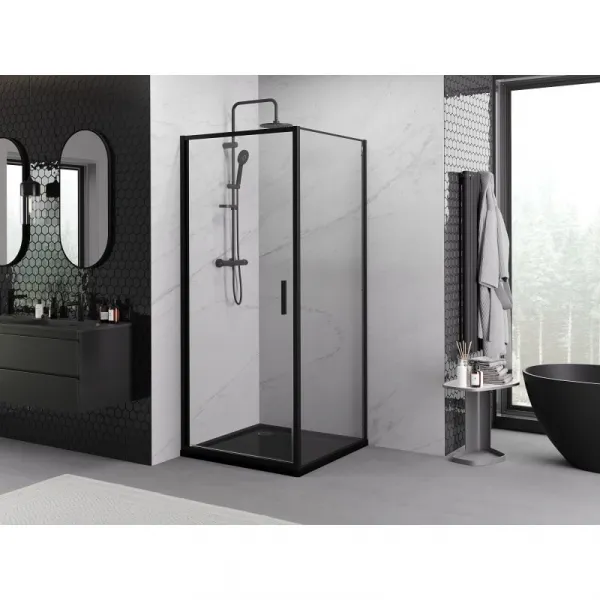 MEXEN/S - Exo sprchovací kút dvere krídlové 70 x 70, transparent, čierna 817-070-070-70-00