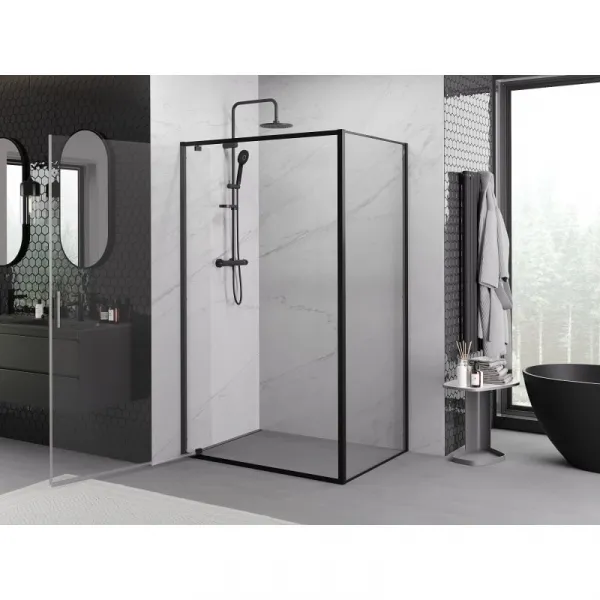 MEXEN/S - Exo sprchovací kút dvere krídlové 80 x 70, transparent, čierna 8181-080-070-70-00