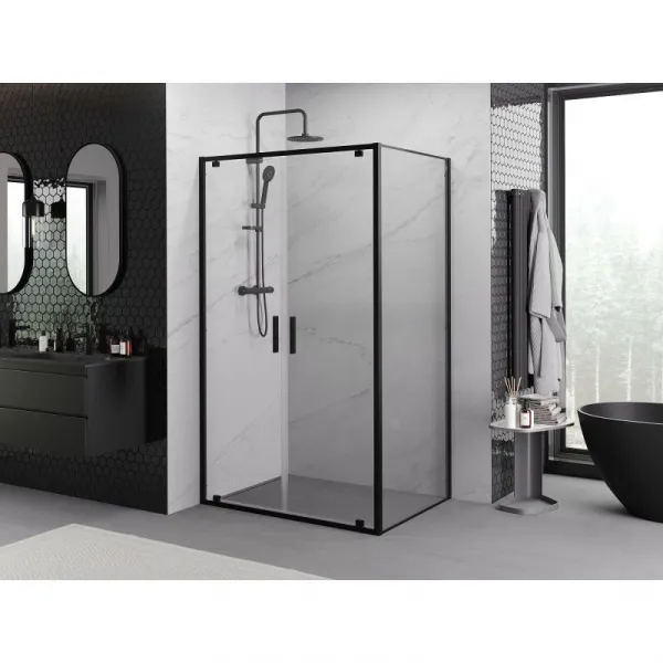 MEXEN/S - Exo sprchovací kút dvere krídlové 100 x 80, transparent, čierna 8182-100-080-70-00