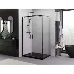 MEXEN/S - Exo sprchovací kút dvere krídlové 100 x 80, transparent, čierna 8182-100-080-70-00