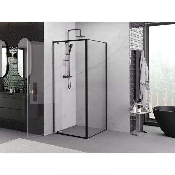 MEXEN/S - Exo sprchovací kút dvere krídlové 80 x 80, transparent, čierna 8181-080-080-70-00