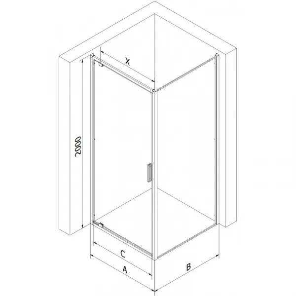 MEXEN/S - Exo sprchovací kút dvere krídlové 70 x 70, transparent, chróm 8181-070-070-01-00