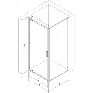 MEXEN/S - Exo sprchovací kút dvere krídlové 70 x 70, transparent, chróm 8181-070-070-01-00