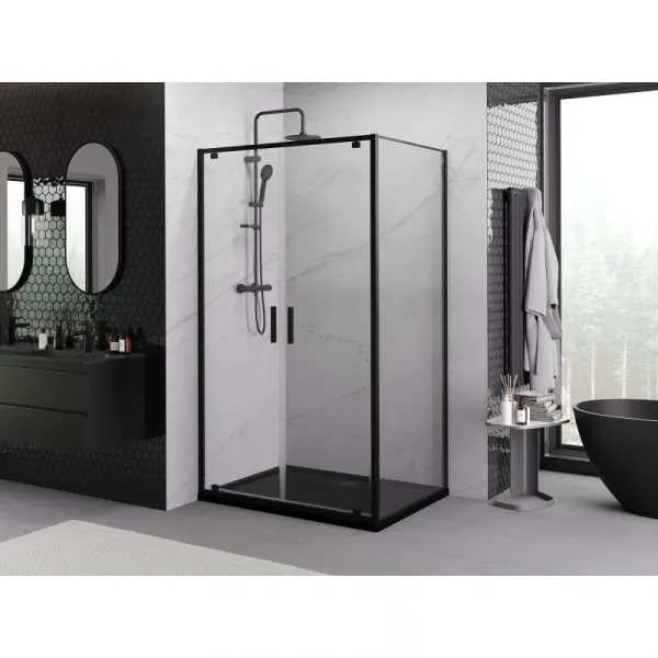 MEXEN/S - Exo sprchovací kút dvere krídlové 80 x 70, transparent, čierna 8182-080-070-70-00