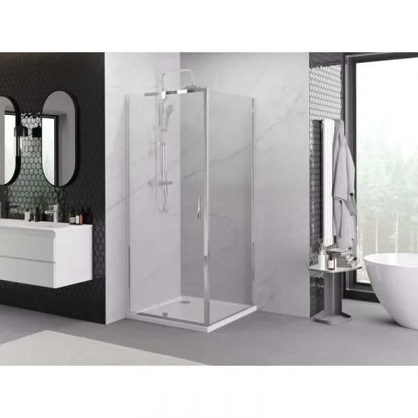 MEXEN/S - Exo sprchovací kút dvere krídlové 90 x 90, transparent, chróm 819-090-090-01-00
