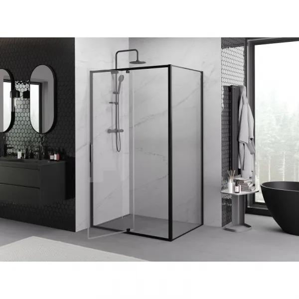 MEXEN/S - Exo sprchovací kút dvere krídlové 100 x 80, transparent, čierna 819-100-080-70-00