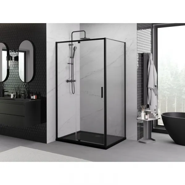 MEXEN/S - Exo sprchovací kút dvere krídlové 100 x 80, transparent, čierna 819-100-080-70-00