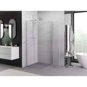 MEXEN/S - Exo štvorcový krídlový sprchovací kút 80 x 80, transparent, chróm 8110-080-080-01-00