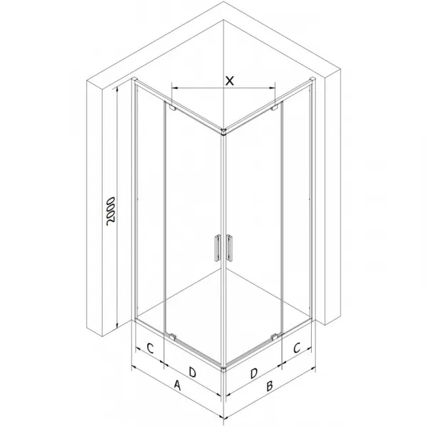 MEXEN/S - Exo štvorcový krídlový sprchovací kút 70 x 70, transparent, chróm 8110-070-070-01-00