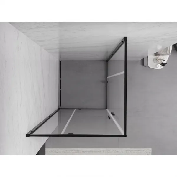 MEXEN/S - Exo štvorcový krídlový sprchovací kút 80 x 80, transparent, čierna 8110-080-080-70-00