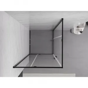 MEXEN/S - Exo štvorcový krídlový sprchovací kút 80 x 80, transparent, čierna 8110-080-080-70-00