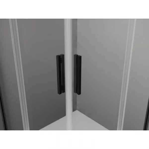 MEXEN/S - Exo štvorcový krídlový sprchovací kút 80 x 80, transparent, čierna 8110-080-080-70-00