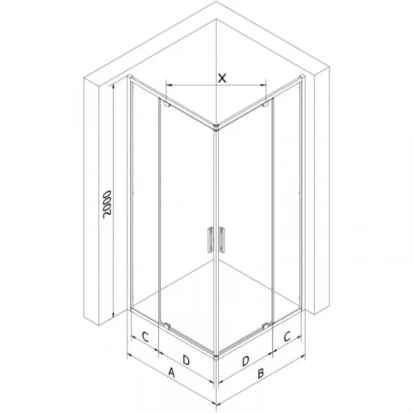 MEXEN/S - Exo štvorcový krídlový sprchovací kút 80 x 80, transparent, chróm 8110-080-080-01-00