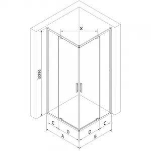 MEXEN/S - Exo štvorcový krídlový sprchovací kút 80 x 80, transparent, chróm 8110-080-080-01-00