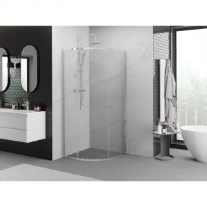 MEXEN/S - Exo štvrťkruhový posuvný sprchovací kút 80 x 80, transparent, chróm 8131-080-080-01-00