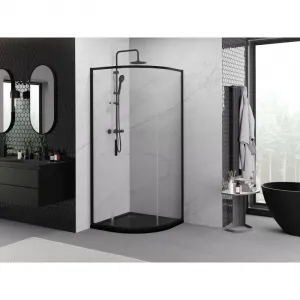 MEXEN/S - Exo štvrťkruhový posuvný sprchovací kút 80 x 80, transparent, čierna 8131-080-080-70-00