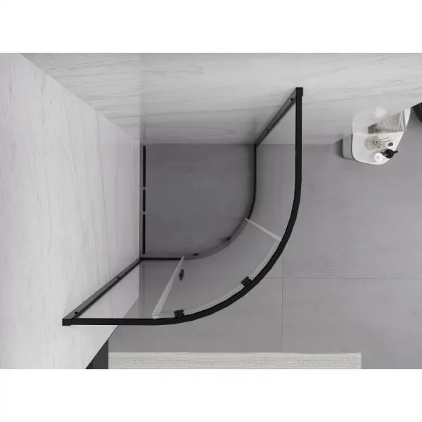MEXEN/S - Exo štvrťkruhový posuvný sprchovací kút 80 x 80, transparent, čierna 8131-080-080-70-00