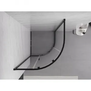MEXEN/S - Exo štvrťkruhový posuvný sprchovací kút 80 x 80, transparent, čierna 8131-080-080-70-00