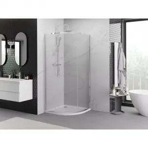 MEXEN/S - Exo štvrťkruhový posuvný sprchovací kút 80 x 80, transparent, chróm 8131-080-080-01-00