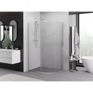 MEXEN/S - Exo štvrťkruhový asymetrický posuvný sprchovací kút 100 x 80, transparent, chróm 8131-100-080-01-00