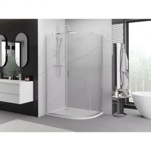 MEXEN/S - Exo štvrťkruhový asymetrický posuvný sprchovací kút 100 x 80, transparent, chróm 8131-100-080-01-00
