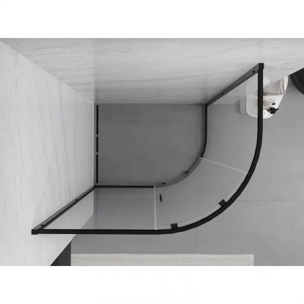 MEXEN/S - Exo štvrťkruhový asymetrický posuvný sprchovací kút 100 x 80, transparent, čierna 8131-100-080-70-00