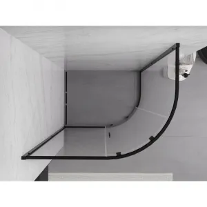 MEXEN/S - Exo štvrťkruhový asymetrický posuvný sprchovací kút 100 x 80, transparent, čierna 8131-100-080-70-00
