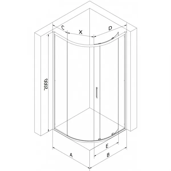 MEXEN/S - Exo štvrťkruhový posuvný sprchovací kút 80 x 80, transparent, chróm 8131-080-080-01-00