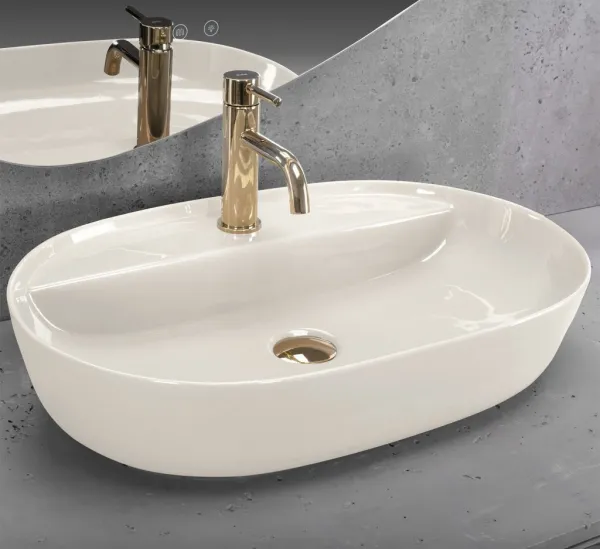 REA - Umývadlo na dosku Aura 61 Ecru Shiny REA-U4589